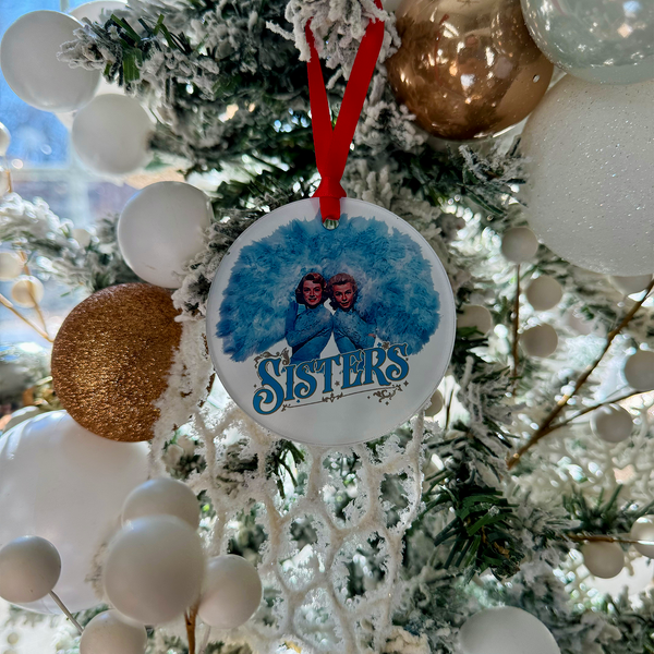 Sisters White Christmas Movie Ornament with Hanger Round Acrylic, Rosemary Clooney & Vera Ellen, Music, Dance Number, Classic, Song, Gift