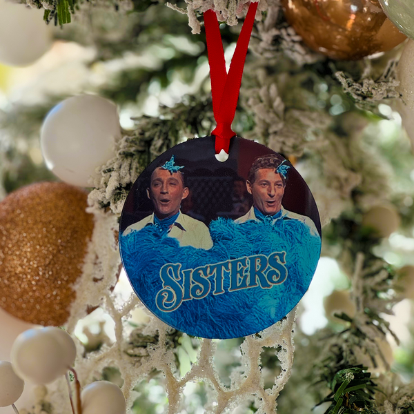 Sisters White Christmas Movie Ornament with Hanger Round Acrylic, Bing Crosby & Danny Kaye, Music, Dance Number, Classic, Song, Gift