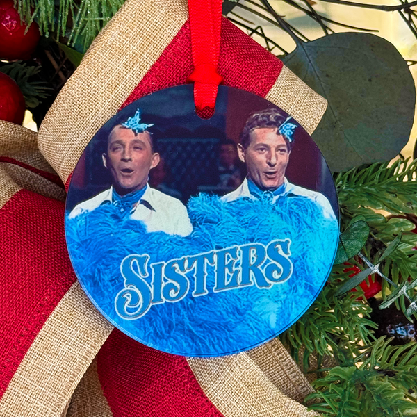 Sisters White Christmas Movie Ornament with Hanger Round Acrylic, Bing Crosby & Danny Kaye, Music, Dance Number, Classic, Song, Gift