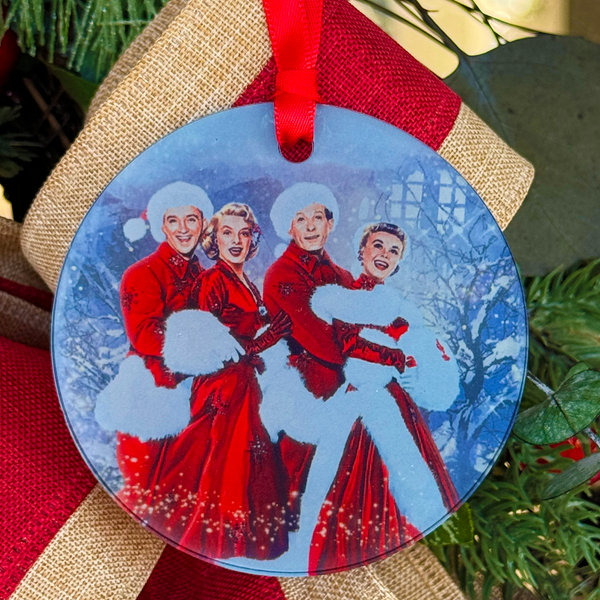White Christmas Movie Cast Ornament, Bing Crosby, Rosemary Clooney, Danny Kaye & Vera Ellen with Hanger Round Acrylic