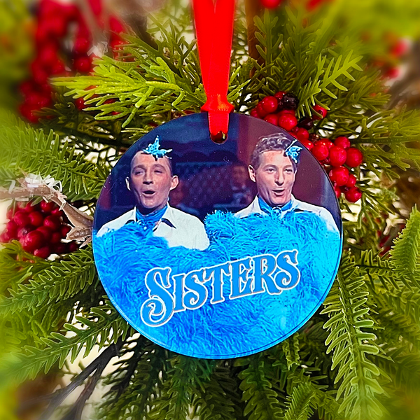 Sisters White Christmas Movie Ornament with Hanger Round Acrylic, Bing Crosby & Danny Kaye, Music, Dance Number, Classic, Song, Gift