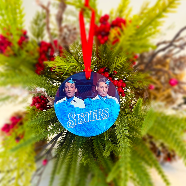Sisters White Christmas Movie Ornament with Hanger Round Acrylic, Bing Crosby & Danny Kaye, Music, Dance Number, Classic, Song, Gift