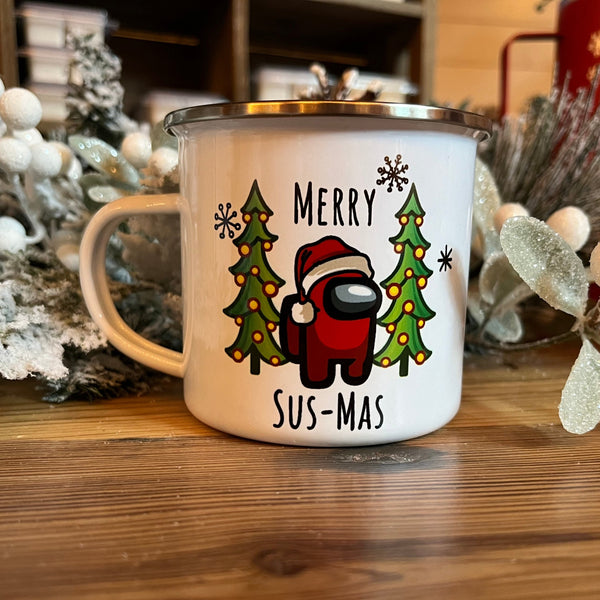 Among Us Merry Sus-Mas Christmas Camp Mug, Among Us Gift Ideas, Among Us Gifts, Kid's Gift, Child's Gift, Funny, Gift For Gamer