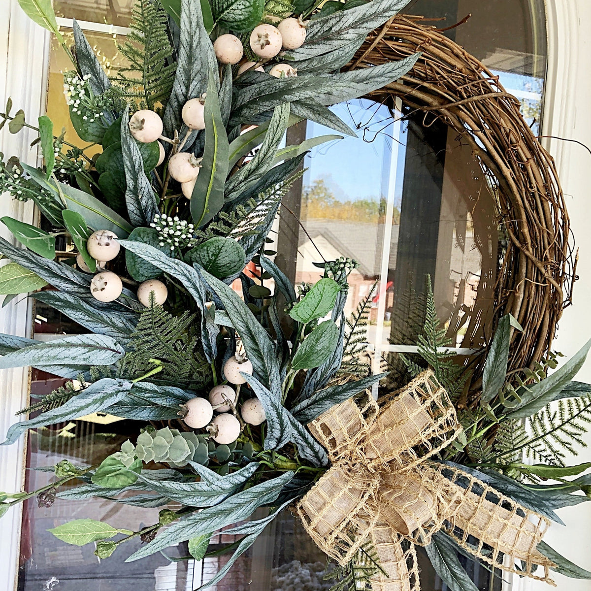 Everyday Spring Wreath Pink Blossoms & Berries with Houndstooth Ribbon –  Brownbottle Burlap