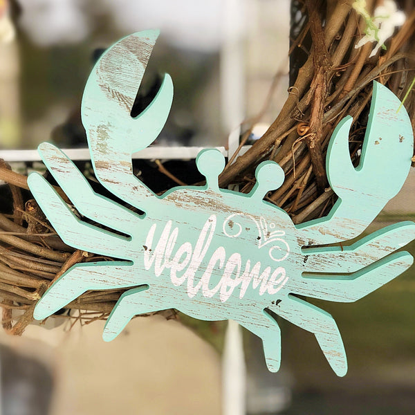 Summer Crabby Beach Coastal Wreath with Coral Blossom & Berries