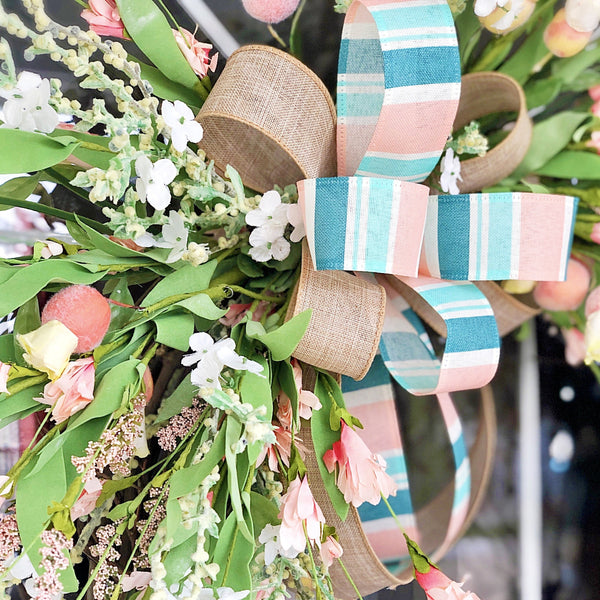 Summer Crabby Beach Coastal Wreath with Coral Blossom & Berries