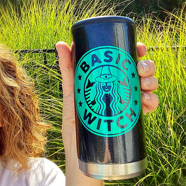 Basic Witch 12 oz. Skinny Can Koozie Cooler