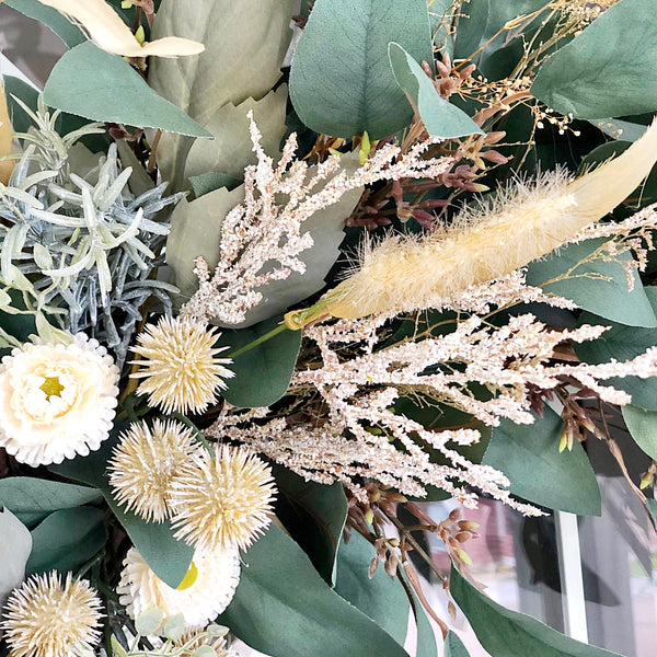 Fall Boho Wreath with Lambs Ear & Eucalyptus Welcome Farmhouse Front Door Modern Boho Gift