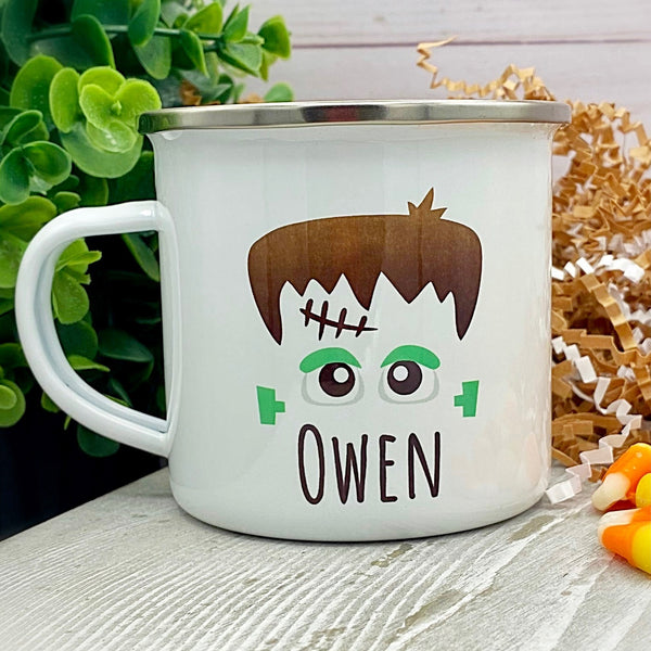 Kids Personalized 12 oz. Stainless Steel & Enamel Camp Mug with Frankenstein