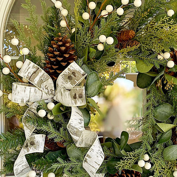 Christmas Winter Holiday Wreath Eucalyptus with Pine Cones & Berries