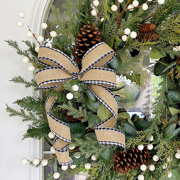 Christmas Winter Holiday Wreath Eucalyptus with Pine Cones & Berries