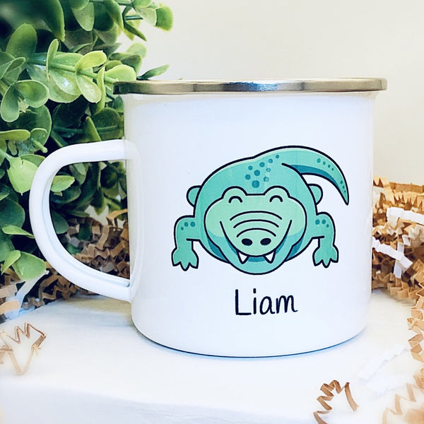 Kids Personalized 12 oz. Stainless Steel & Enamel Camp Mug with Gator