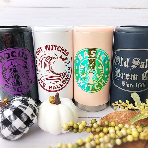 Basic Witch 12 oz. Skinny Can Koozie Cooler