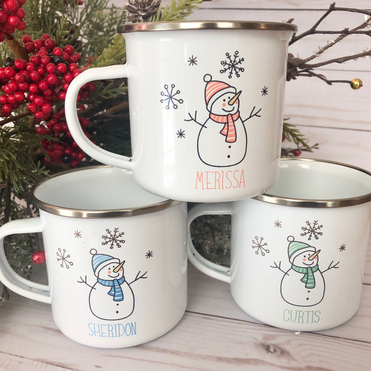 Kids Snowman Hot Chocolate Mugs - Enamel Mug 12oz – PrairiePressed