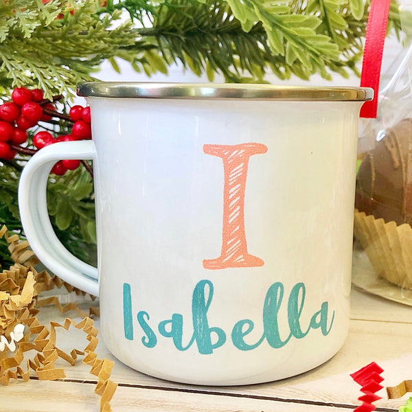 Kids Personalized 12 oz. Stainless Steel & Enamel Camp Mug with Monogram