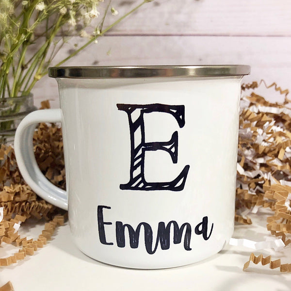 Kids Personalized 12 oz. Stainless Steel & Enamel Camp Mug with Monogram