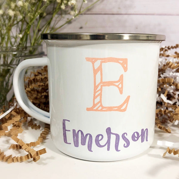 Kids Personalized 12 oz. Stainless Steel & Enamel Camp Mug with Monogram
