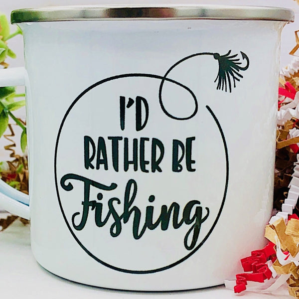 I'd Rather Be Fishing 12 oz. Stainless Steel & Enamel Camp Mug