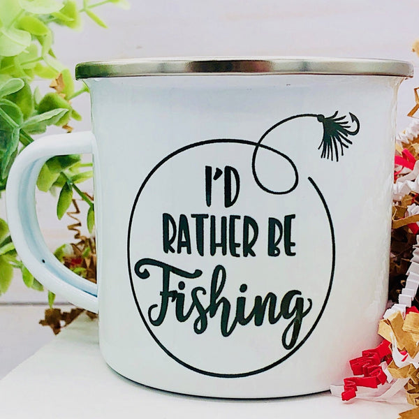 I'd Rather Be Fishing 12 oz. Stainless Steel & Enamel Camp Mug