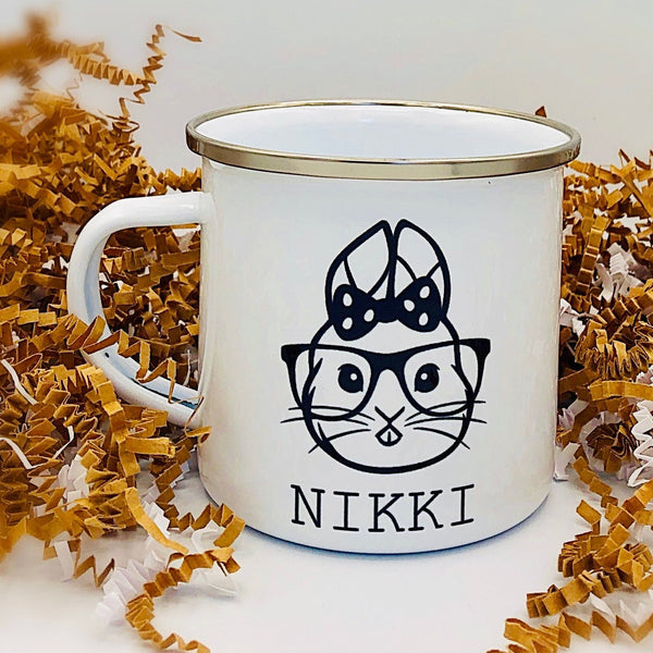 Kids Easter Personalized 12 oz. Stainless Steel & Enamel Camp Mug with Smart Bunny