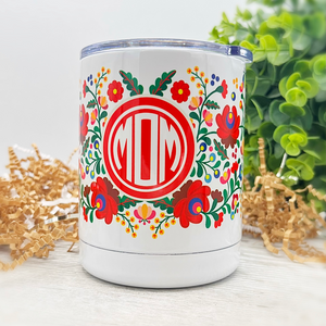 Mom Floral Full Wrap 10 oz. Stainless Steel & Enamel Coffee Mug with Lid