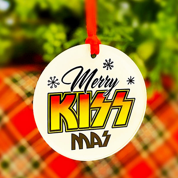 KISS Mas Merry Christmas Ornament, KISS Gift Idea, KISS Gifts, Husband Gift, with Hanger Round Acrylic