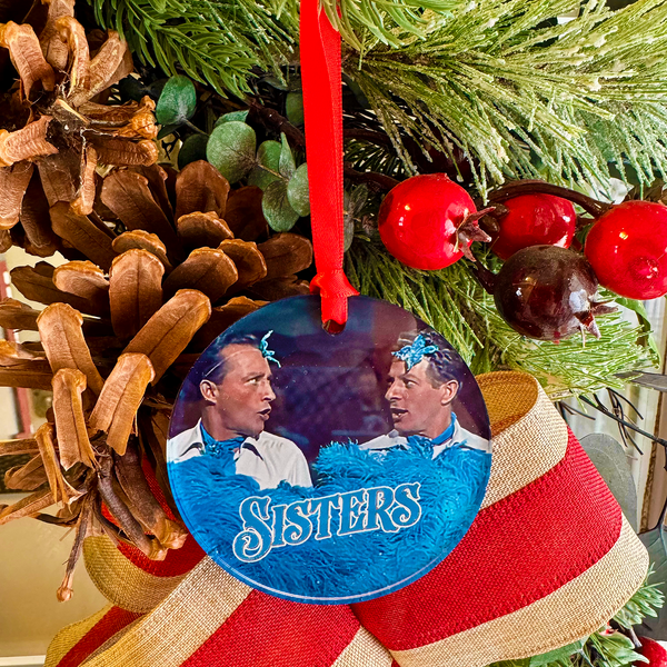 Sisters White Christmas Movie Ornament with Hanger Round Acrylic, Bing Crosby & Danny Kaye, Music, Dance Number, Classic, Song, Gift