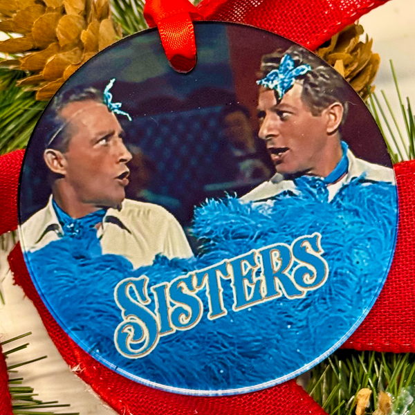 Sisters White Christmas Movie Ornament with Hanger Round Acrylic, Bing Crosby & Danny Kaye, Music, Dance Number, Classic, Song, Gift