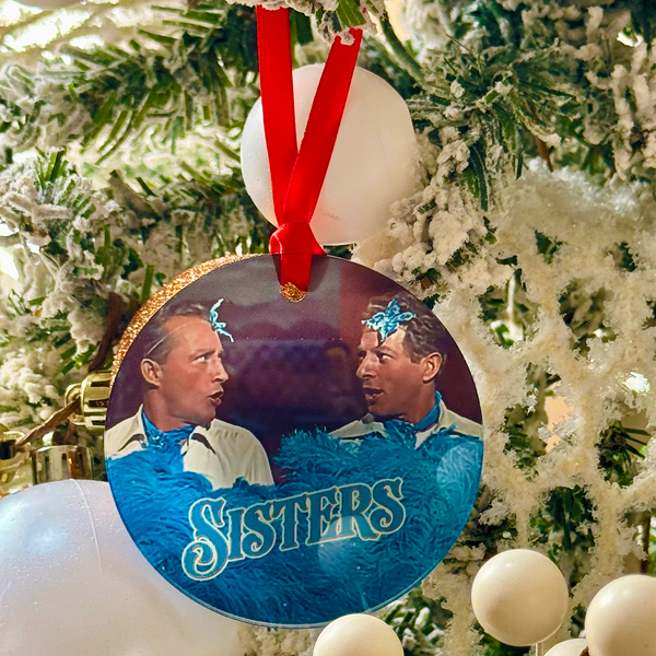 Sisters White Christmas Movie Ornament with Hanger Round Acrylic, Bing Crosby & Danny Kaye, Music, Dance Number, Classic, Song, Gift