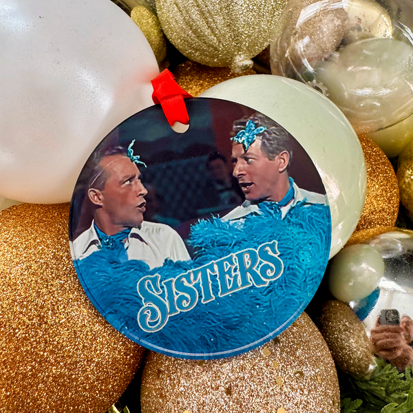 Sisters White Christmas Movie Ornament with Hanger Round Acrylic, Bing Crosby & Danny Kaye, Music, Dance Number, Classic, Song, Gift