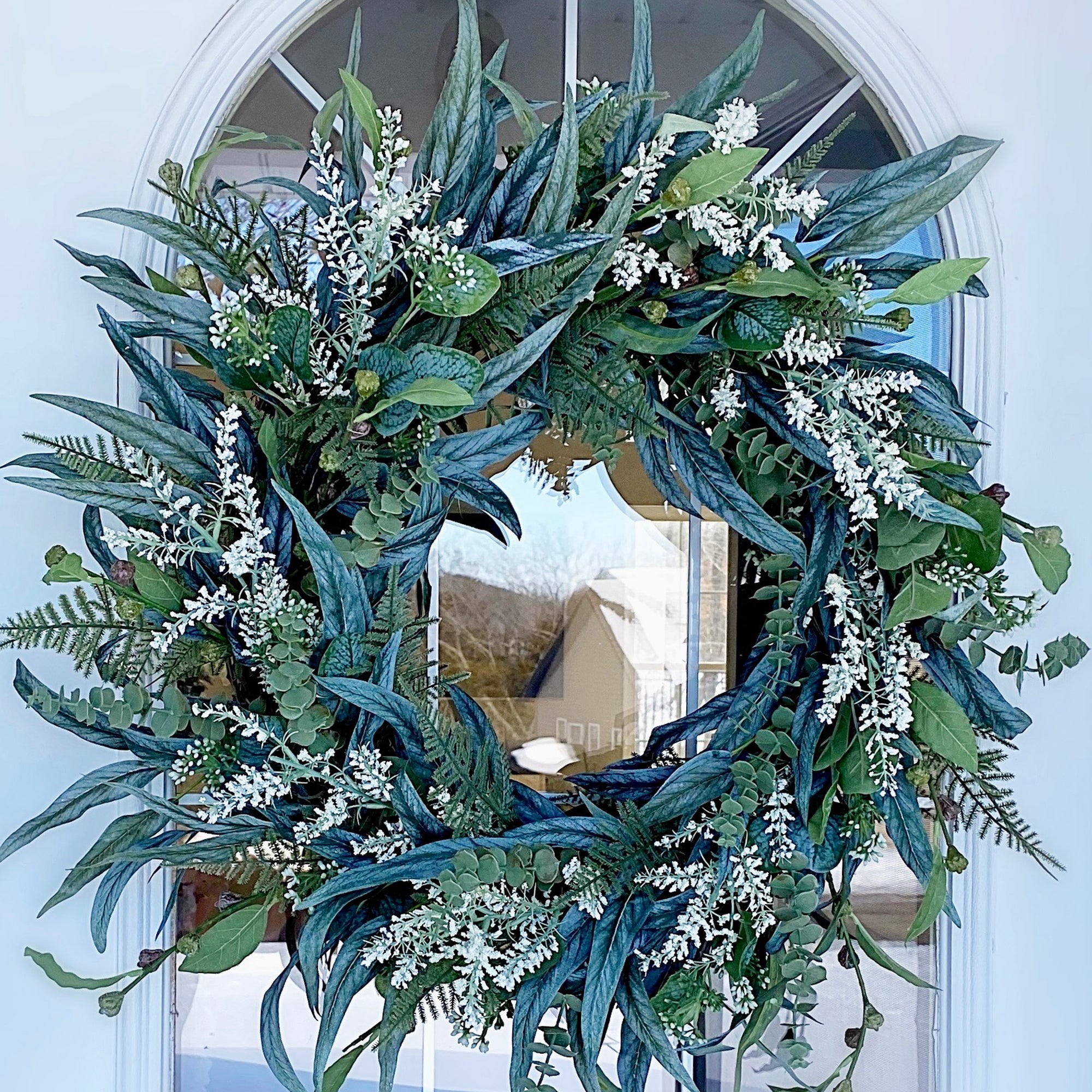 Summer Wreath Spring Wreath Everyday with Mixed Eucalyptus Greens