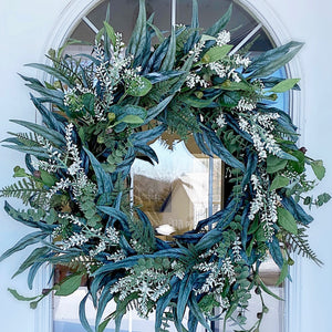Summer Wreath Spring Wreath Everyday with Mixed Eucalyptus Greens Welcome Farmhouse Front Door