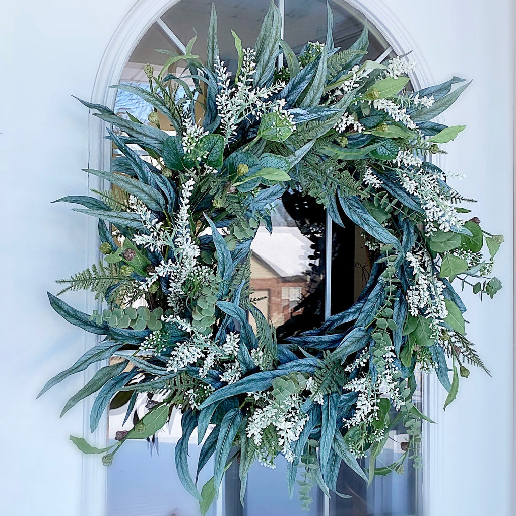 Spring Wreath - Faux Wild Grass & Eucalyptus Wreath – McGee & Co.