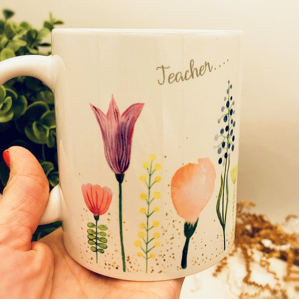 Teacher Gift Box with 11 oz Floral Mug, Candle and Bathbomb