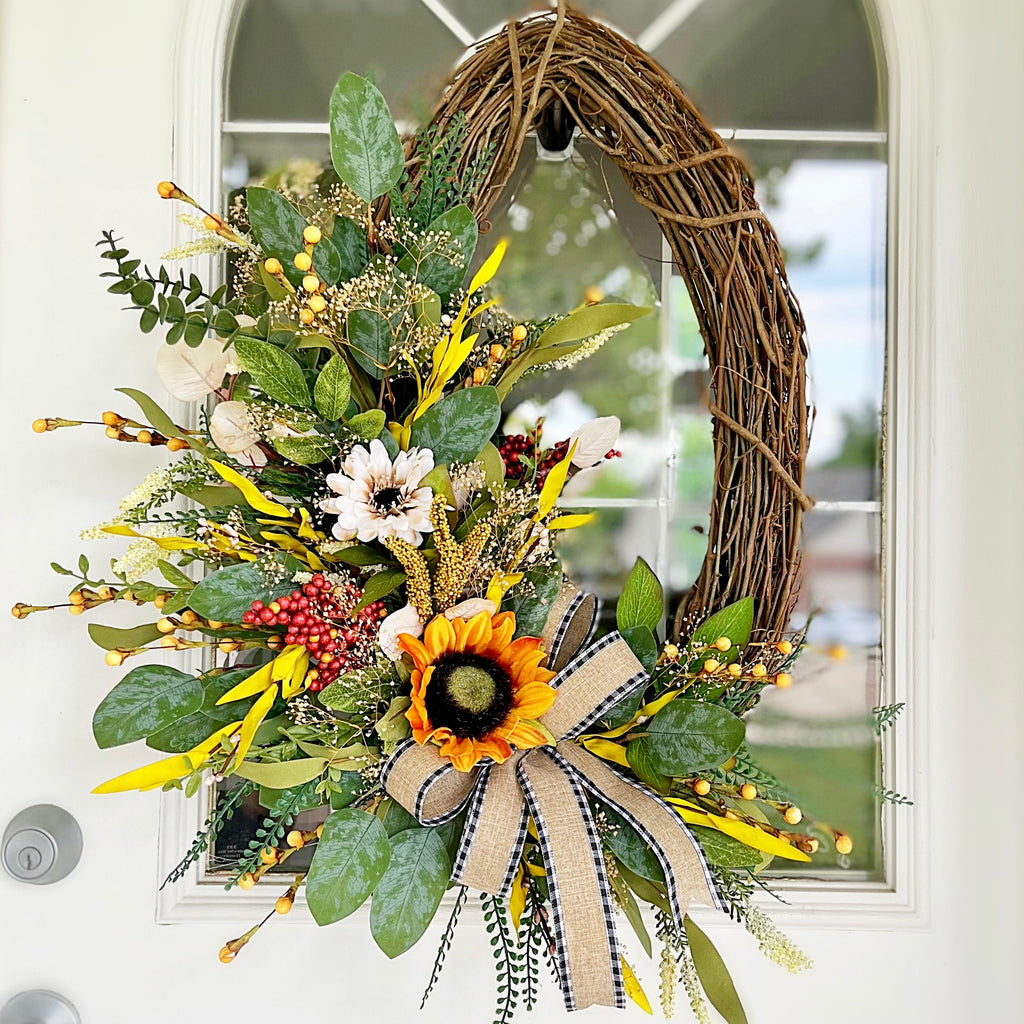 Sunflower Farmhouse wreaths, Spring/Summer wreath, Spring wreath