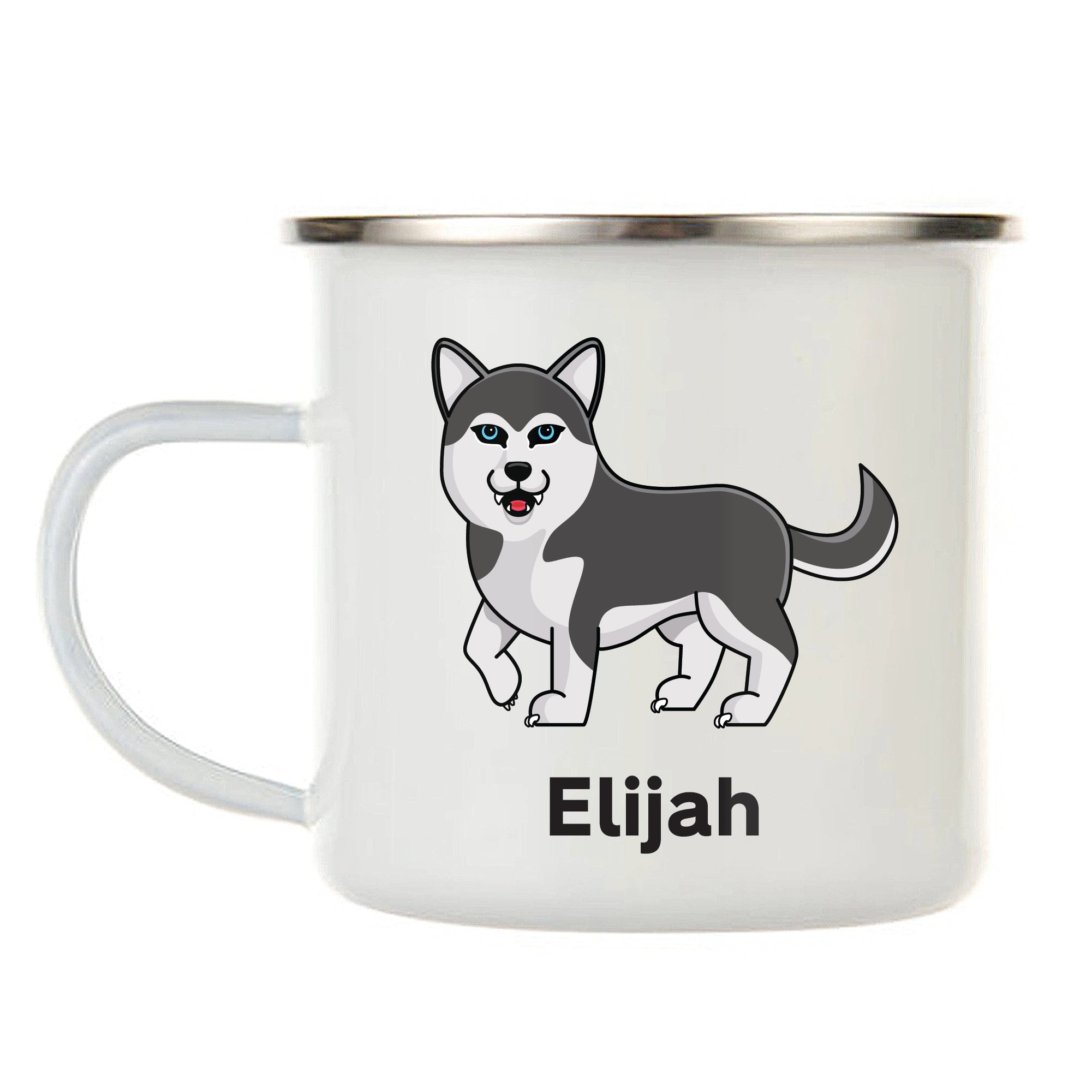 Kids Personalized 12 oz. Stainless Steel & Enamel Camp Mug with Electric Wolf