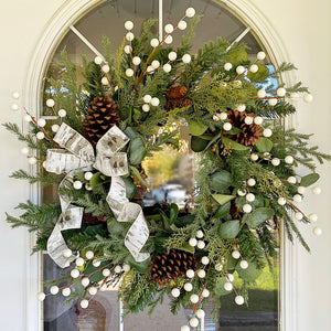 Christmas Winter Holiday Wreath Eucalyptus with Pine Cones & Berries