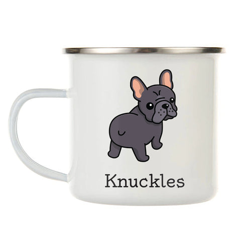 Dogs Personalized 12 oz. Stainless Steel & Enamel Camp Mug with Gray Frenchie
