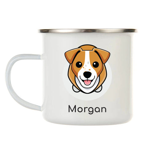 Kids Personalized 12 oz. Stainless Steel & Enamel Camp Mug with Jack Russell Pup