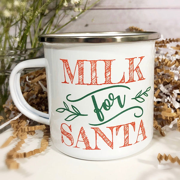 Kids Milk for Santa 12 oz. Stainless Steel & Enamel Camp Mug