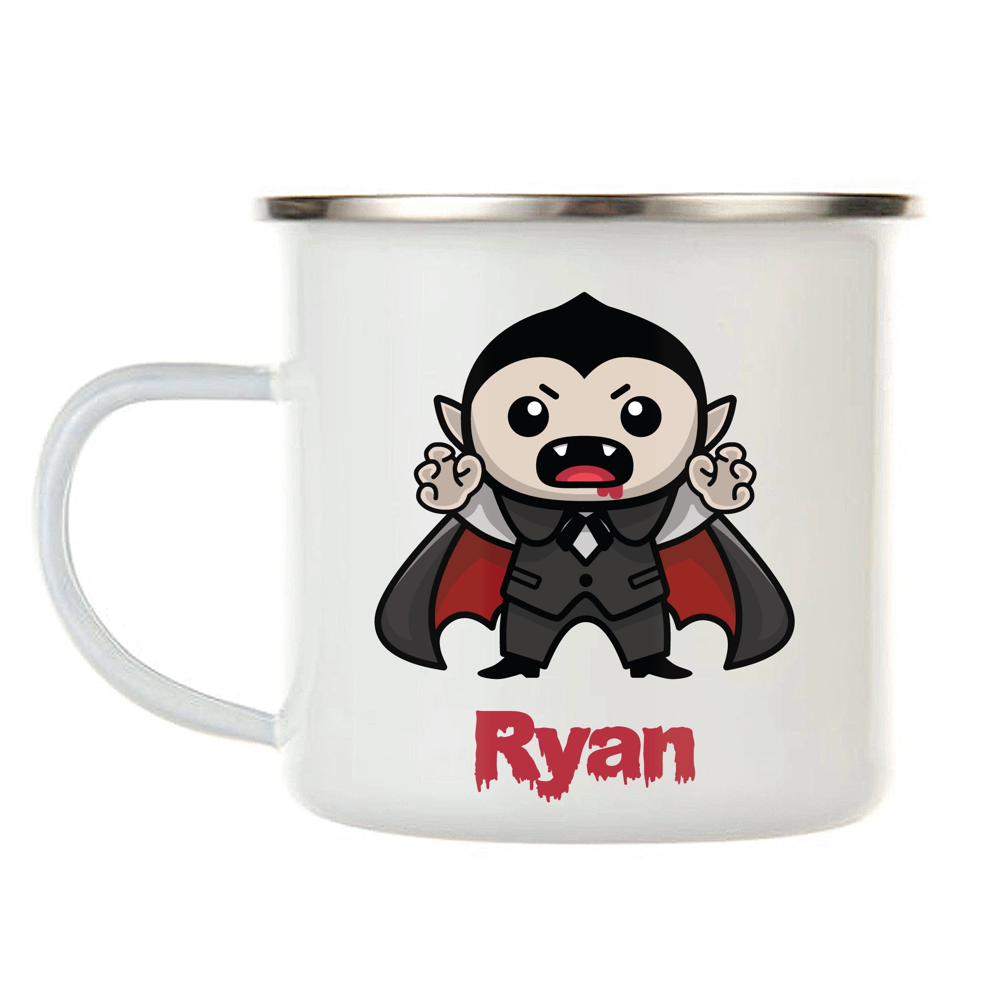 Kids Personalized 12 oz. Stainless Steel & Enamel Camp Mug with Vampire
