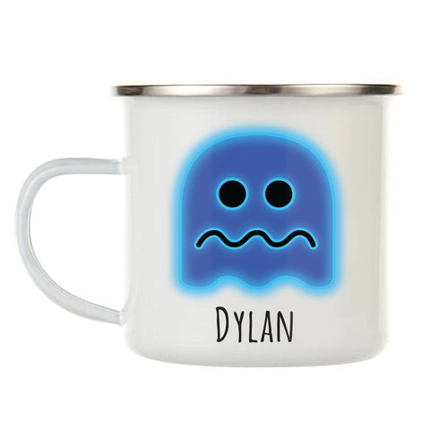 Kids Personalized 12 oz. Stainless Steel & Enamel Camp Mug with Pacman Ghost