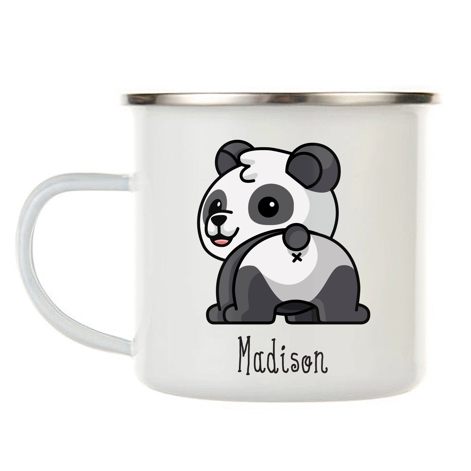 Kids Personalized 12 oz. Stainless Steel & Enamel Camp Mug with Panda –  Brownbottle Burlap