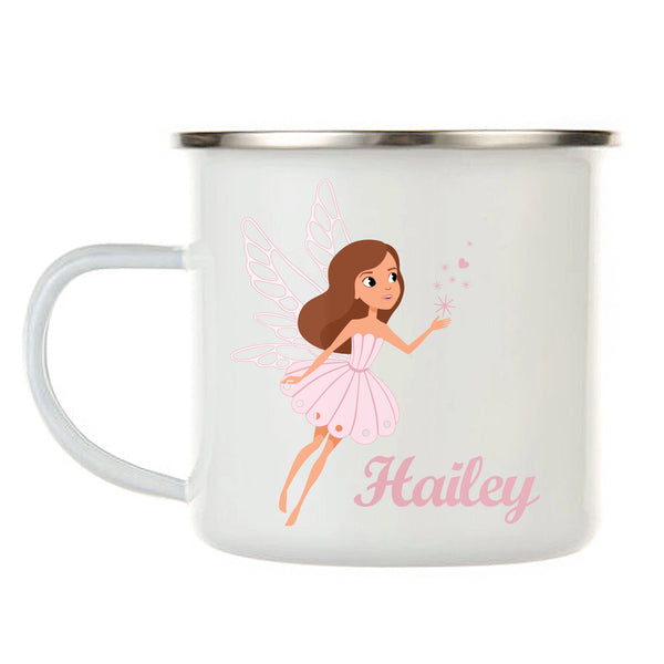 Kids Personalized 12 oz. Stainless Steel & Enamel Camp Mug with Pink Pixie