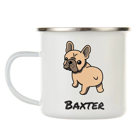 Dogs Personalized 12 oz. Stainless Steel & Enamel Camp Mug with Tan Frenchie