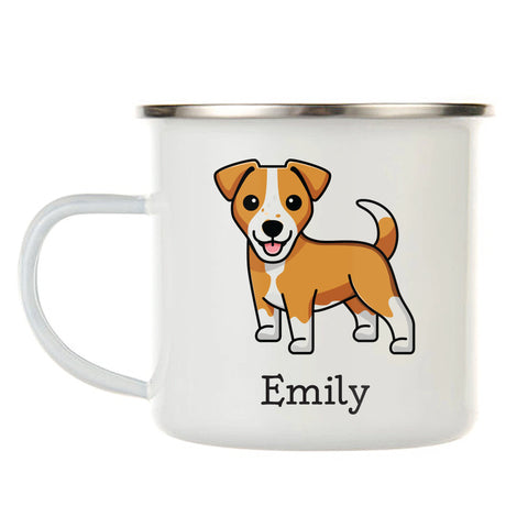 Kids Personalized 12 oz. Stainless Steel & Enamel Camp Mug with Jack Russell Puppy